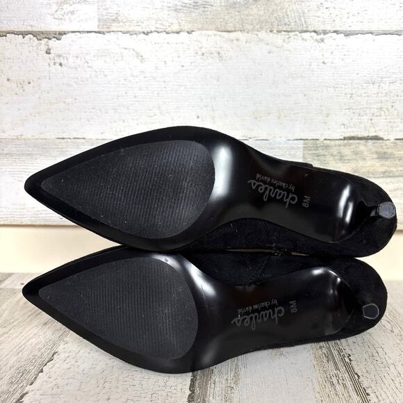 Charles by Charles David Women’s 8 Black Faux Suede Ankle Boots Kitten Heel New - Picture 7 of 10